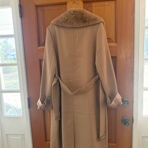 Camel  Coat with Faux Fur Collar